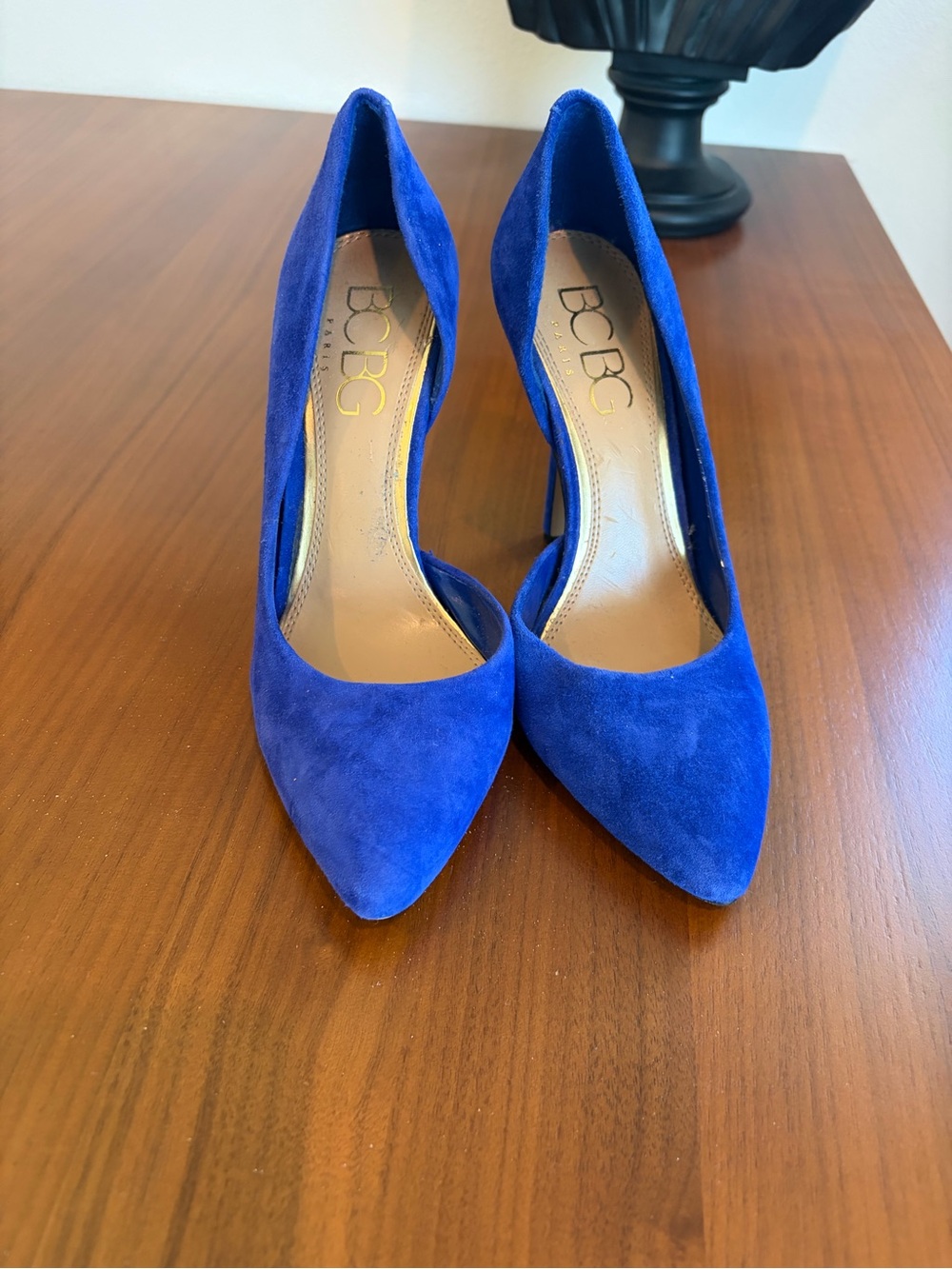 BCBG Cobalt Blue Suede Pointed-Toe Pumps